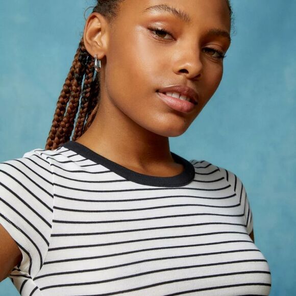 UO White Stripes cotton Midi T Shirt dress sz s - Picture 5 of 11